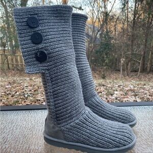UGG Classic Cardy Knit Boots Womens Size 8 Gray